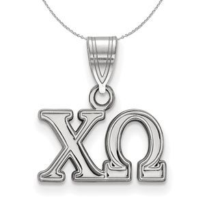 Sterling Silver Chi Omega Medium Greek Necklace - 20 Inch